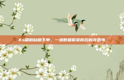 Ks刷粉自助下单,一场数据繁荣背后的冷思考