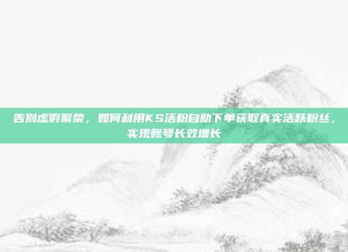 告别虚假繁荣,如何利用KS活粉自助下单获取真实活跃粉丝,实现账号长效增长