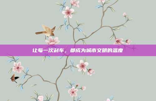 让每一次刹车,都成为城市文明的温度