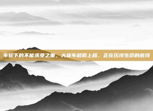 车轮下的不能承受之重,大货车超载上路,正在压垮生命的底线