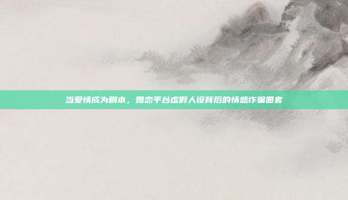 当爱情成为剧本，婚恋平台虚假人设背后的情感诈骗圈套
