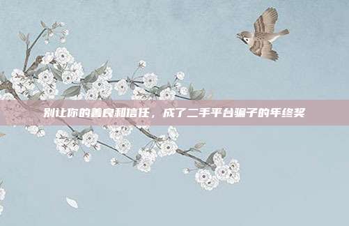 别让你的善良和信任,成了二手平台骗子的年终奖