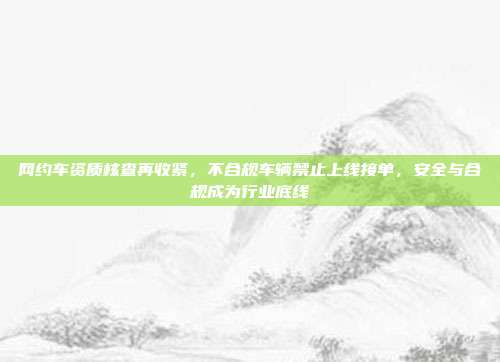 网约车资质核查再收紧,不合规车辆禁止上线接单,安全与合规成为行业底线