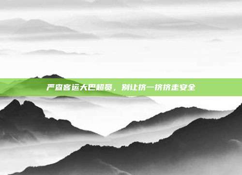 严查客运大巴超员,别让挤一挤挤走安全