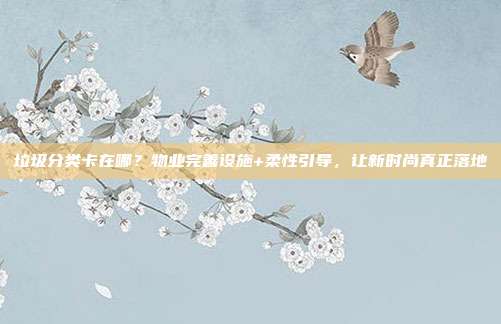 垃圾分类卡在哪?物业完善设施+柔性引导,让新时尚真正落地