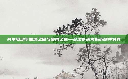 共享电动车围城之困与破局之道—多地新规为城市秩序划界