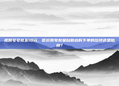视频号号批发10元,低价账号批量自助选购下单的馅饼还是陷阱?