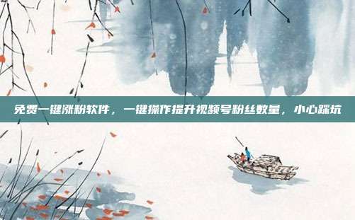 免费一键涨粉软件,一键操作提升视频号粉丝数量,小心踩坑