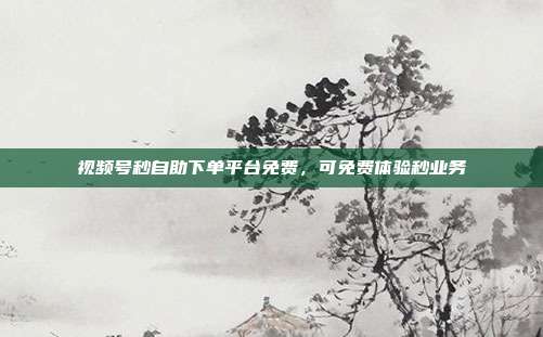 视频号秒自助下单平台免费,可免费体验秒业务