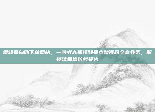 视频号自助下单网站,一站式办理视频号点赞涨粉全套业务,解锁流量增长新姿势