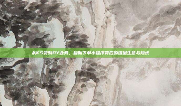 从KS赞到DY业务,自助下单小程序背后的流量生意与隐忧