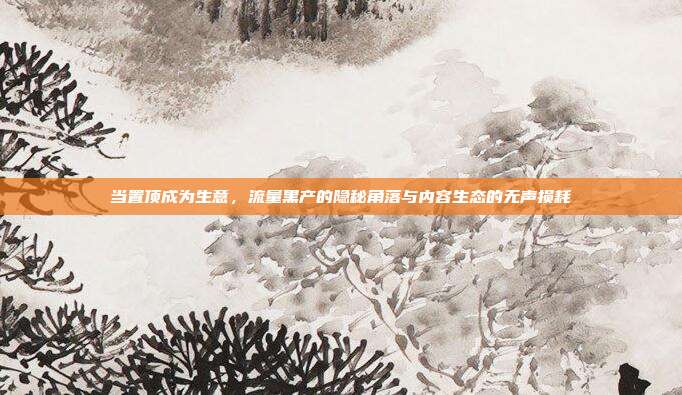 当置顶成为生意，流量黑产的隐秘角落与内容生态的无声损耗