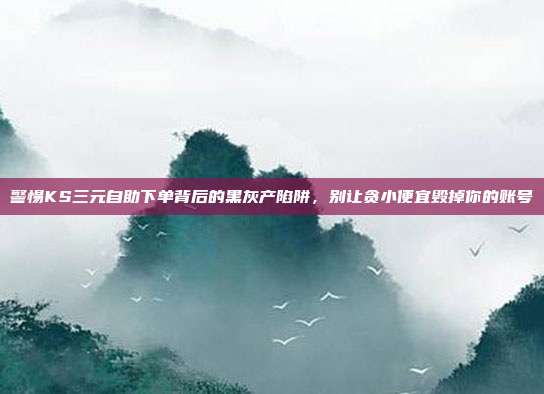 警惕KS三元自助下单背后的黑灰产陷阱,别让贪小便宜毁掉你的账号