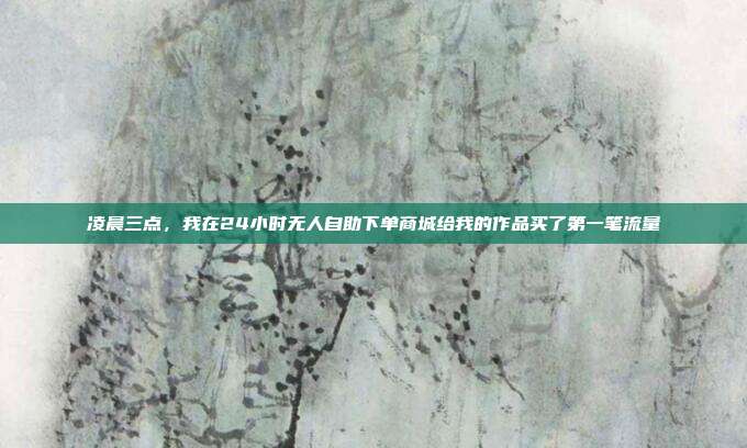 凌晨三点,我在24小时无人自助下单商城给我的作品买了第一笔流量
