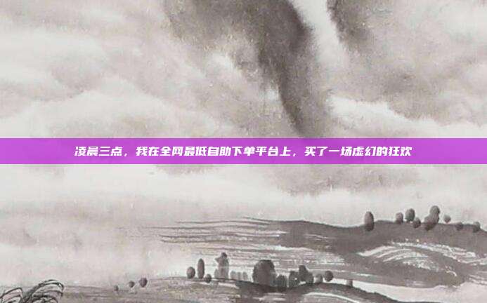 凌晨三点,我在全网最低自助下单平台上,买了一场虚幻的狂欢