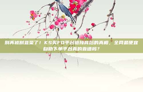 别再被割韭菜了!KS买FO平台链接背后的真相,全网最便宜自助下单平台真的靠谱吗?
