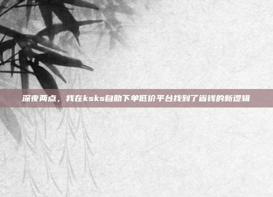 深夜两点，我在ksks自助下单低价平台找到了省钱的新逻辑