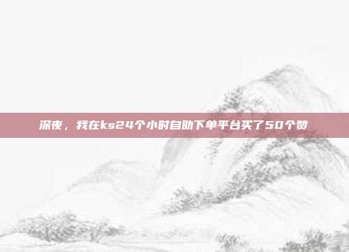 深夜,我在ks24个小时自助下单平台买了50个赞