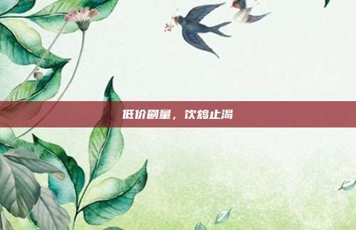 低价刷量,饮鸩止渴