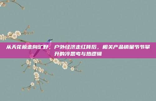 从天花板走向旷野,户外经济走红背后,相关产品销量节节攀升的冷思考与热逻辑