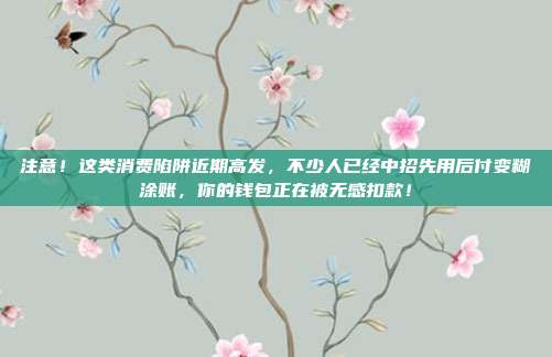 注意!这类消费陷阱近期高发,不少人已经中招先用后付变糊涂账,你的钱包正在被无感扣款!