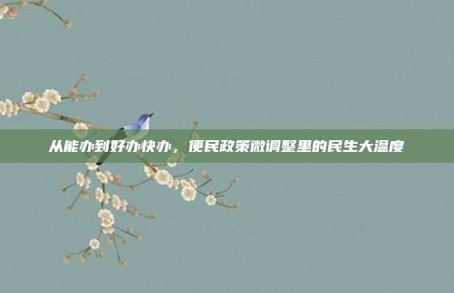 从能办到好办快办,便民政策微调整里的民生大温度