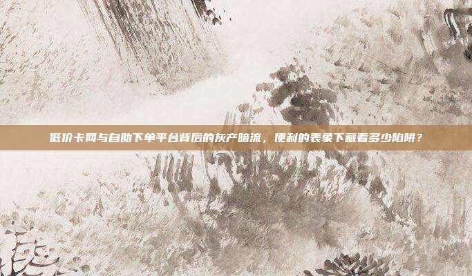 低价卡网与自助下单平台背后的灰产暗流,便利的表象下藏着多少陷阱?