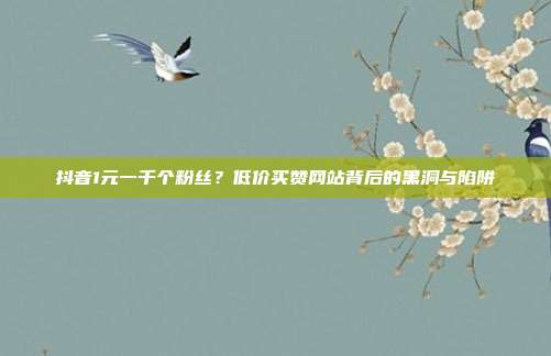 抖音1元一千个粉丝?低价买赞网站背后的黑洞与陷阱