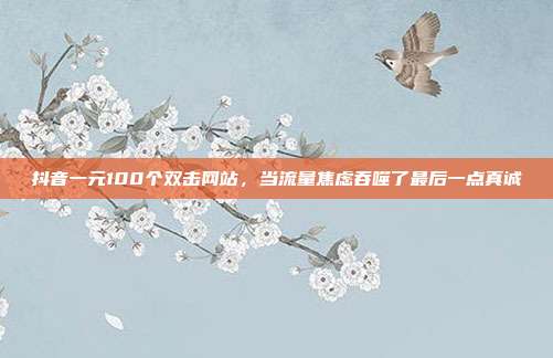 抖音一元100个双击网站,当流量焦虑吞噬了最后一点真诚