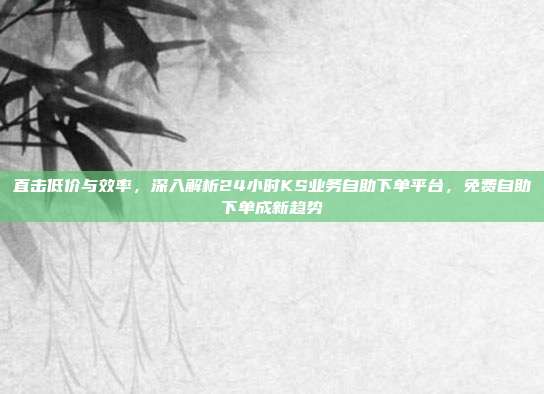 直击低价与效率,深入解析24小时KS业务自助下单平台,免费自助下单成新趋势