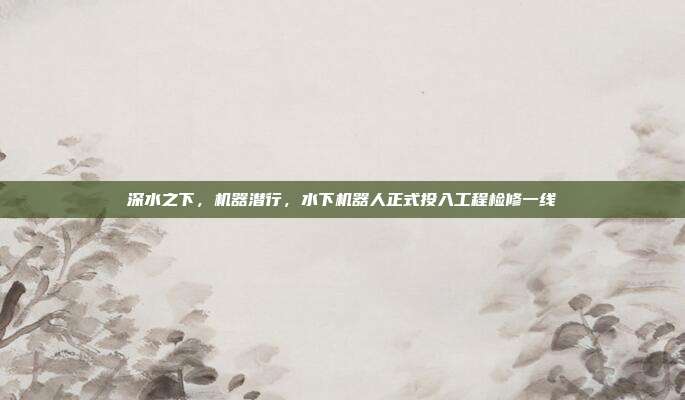 深水之下,机器潜行,水下机器人正式投入工程检修一线