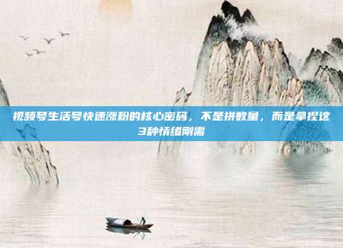视频号生活号快速涨粉的核心密码,不是拼数量,而是拿捏这3种情绪刚需