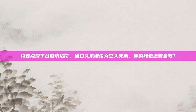 抖音点赞平台避坑指南,当口头承诺沦为空头支票,你的钱包还安全吗?