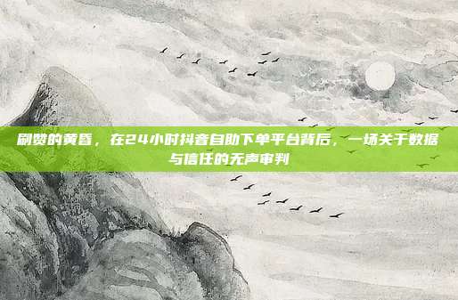 刷赞的黄昏，在24小时抖音自助下单平台背后，一场关于数据与信任的无声审判
