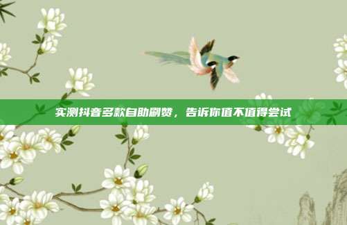 实测抖音多款自助刷赞,告诉你值不值得尝试