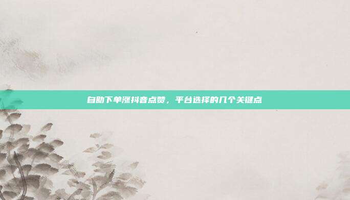 自助下单涨抖音点赞,平台选择的几个关键点