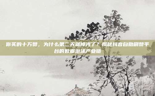 你买的十万赞,为什么第二天就掉光了?揭秘抖音自助刷赞平台的数据泡沫产业链