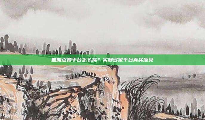 自助点赞平台怎么挑？实测多家平台真实感受