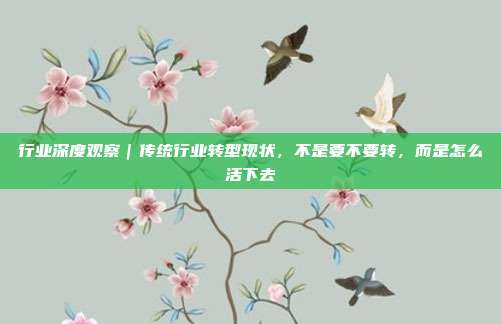 行业深度观察|传统行业转型现状,不是要不要转,而是怎么活下去