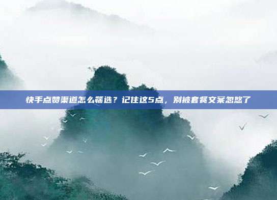 快手点赞渠道怎么筛选?记住这5点,别被套餐文案忽悠了