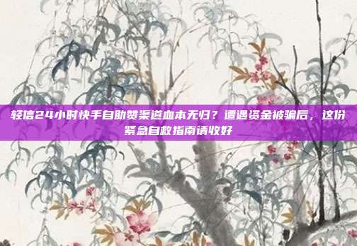 轻信24小时快手自助赞渠道血本无归?遭遇资金被骗后,这份紧急自救指南请收好