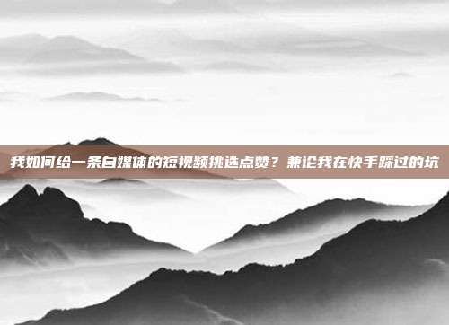 我如何给一条自媒体的短视频挑选点赞?兼论我在快手踩过的坑