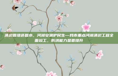 清淤固堤还碧水,河湖安澜护民生—我市重点河湖清淤工程全面竣工,防洪能力显著提升