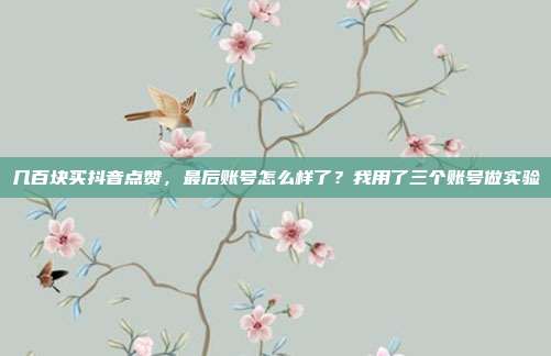 几百块买抖音点赞,最后账号怎么样了?我用了三个账号做实验
