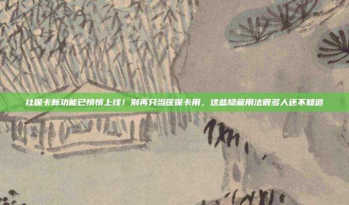 社保卡新功能已悄悄上线!别再只当医保卡用,这些隐藏用法很多人还不知道