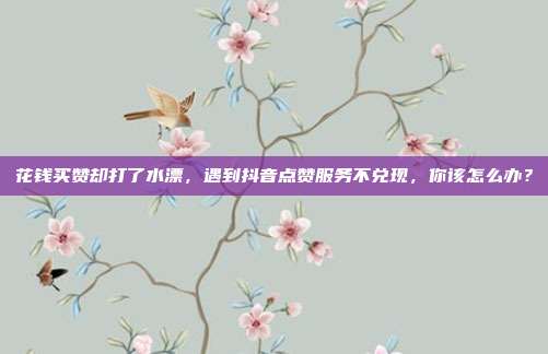 花钱买赞却打了水漂,遇到抖音点赞服务不兑现,你该怎么办?