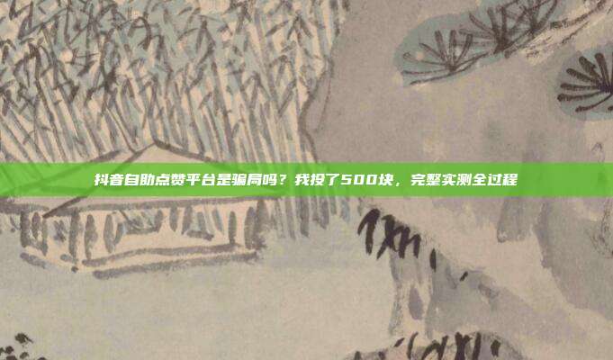抖音自助点赞平台是骗局吗?我投了500块,完整实测全过程