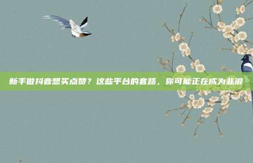 新手做抖音想买点赞?这些平台的套路,你可能正在成为韭浪