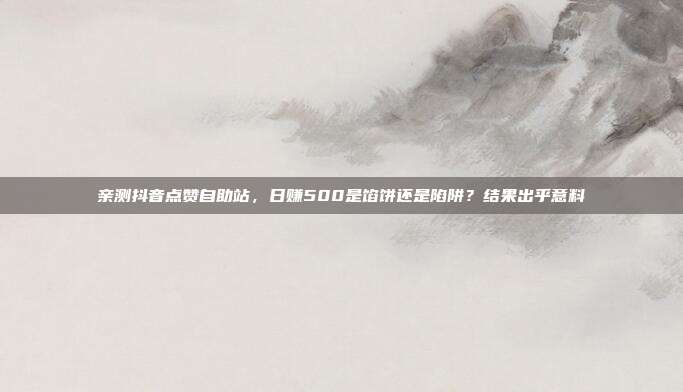 亲测抖音点赞自助站,日赚500是馅饼还是陷阱?结果出乎意料