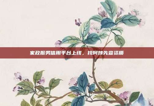 家政服务信用平台上线,找阿姨先查资质